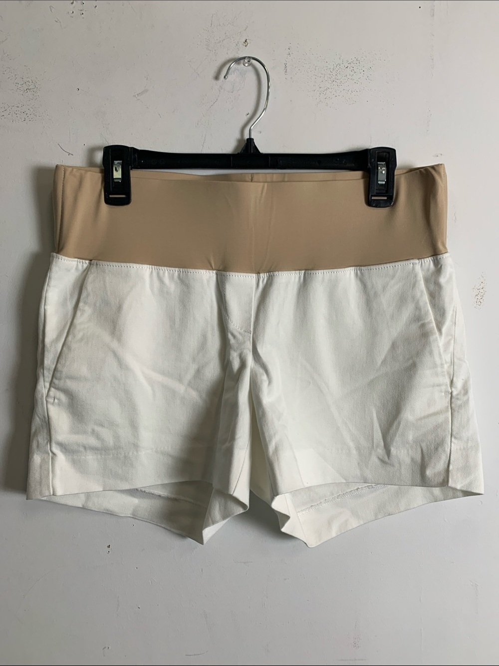 LOFT White Shorts with Tan High Waistband